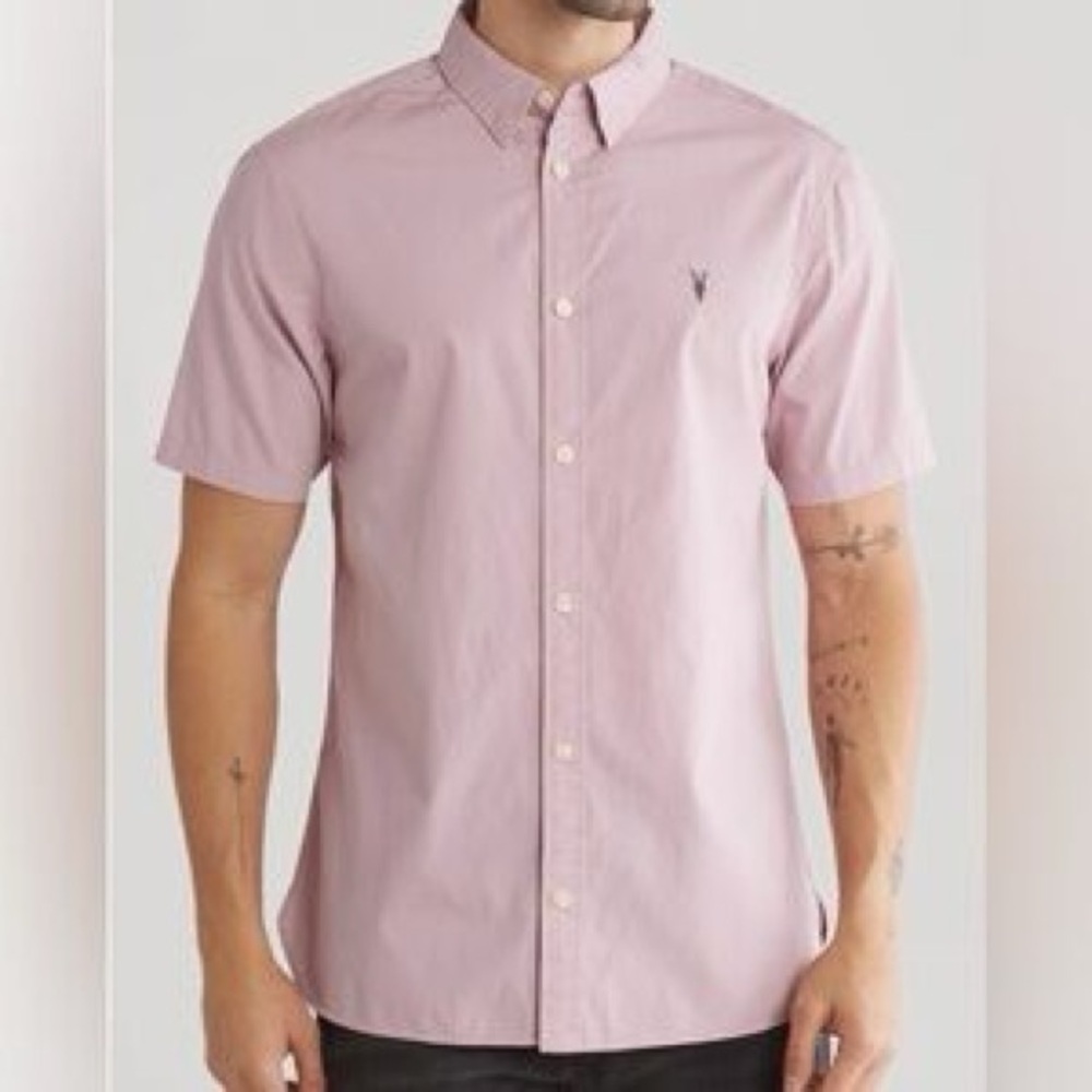 All Saints Pink Casual Button Down Shirt Modern Fit Size Small